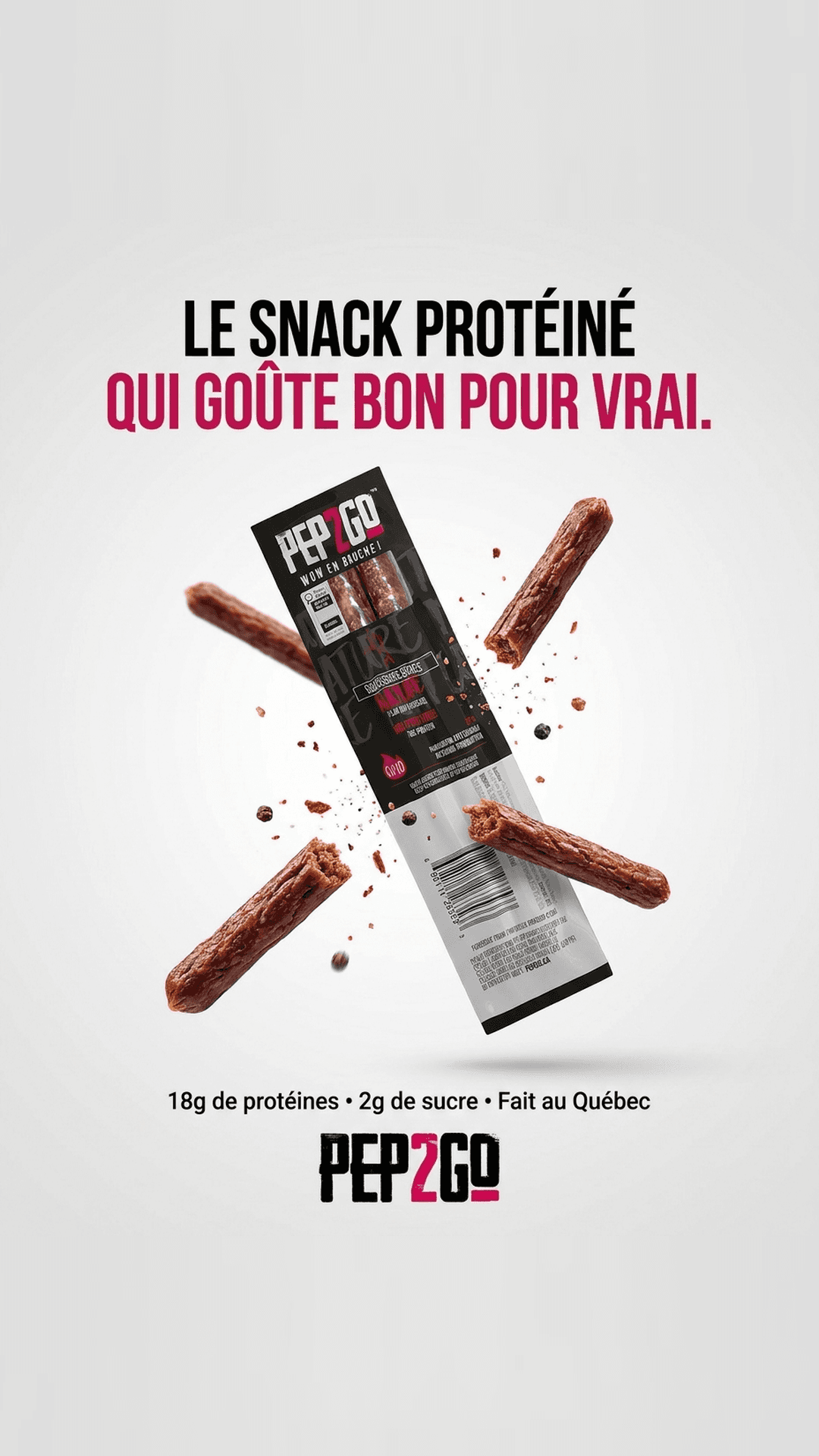 Création publicitaire — PEP2GO, le snack protéiné qui goûte bon pour vrai